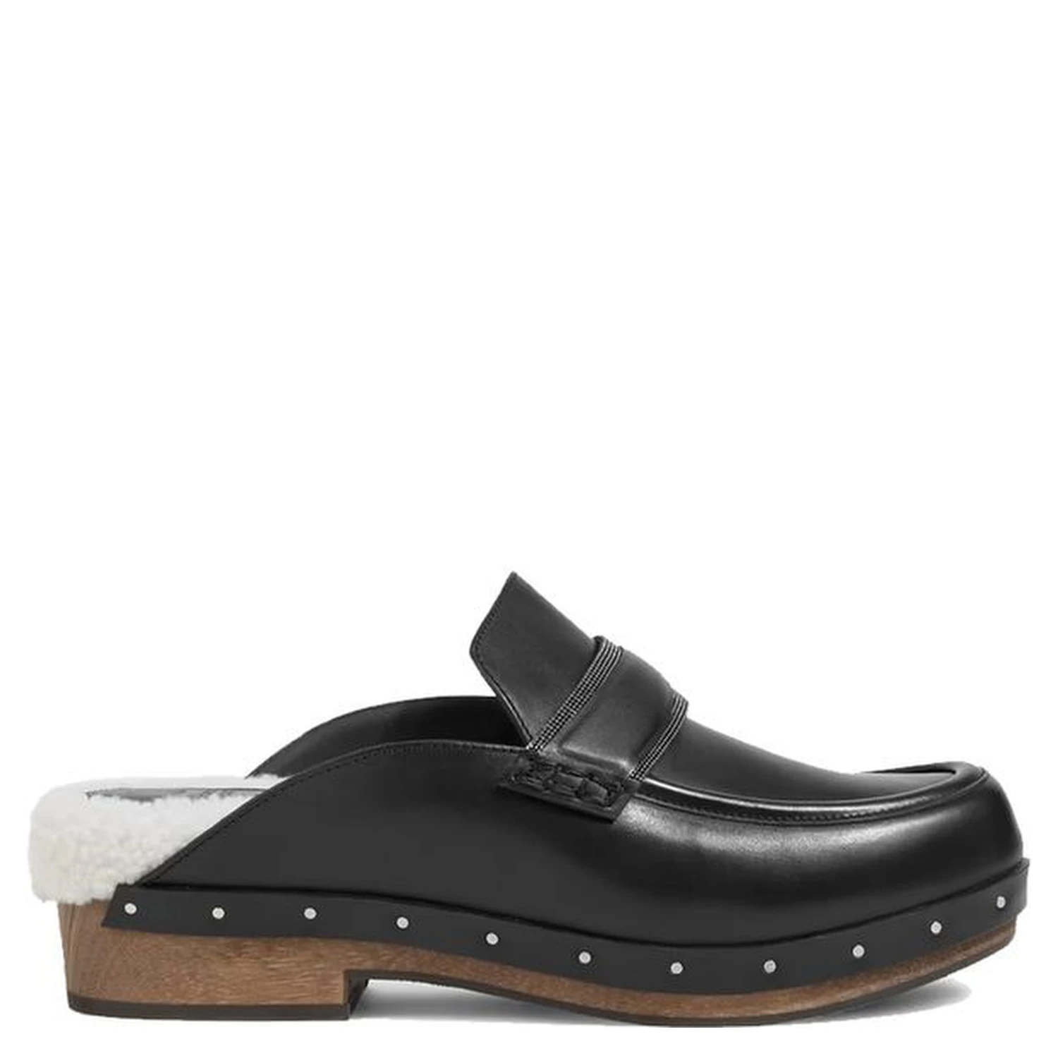 Black Leather Mules