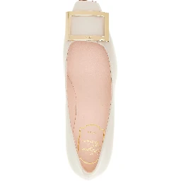 White Calfskin Mid Heel Pumps
