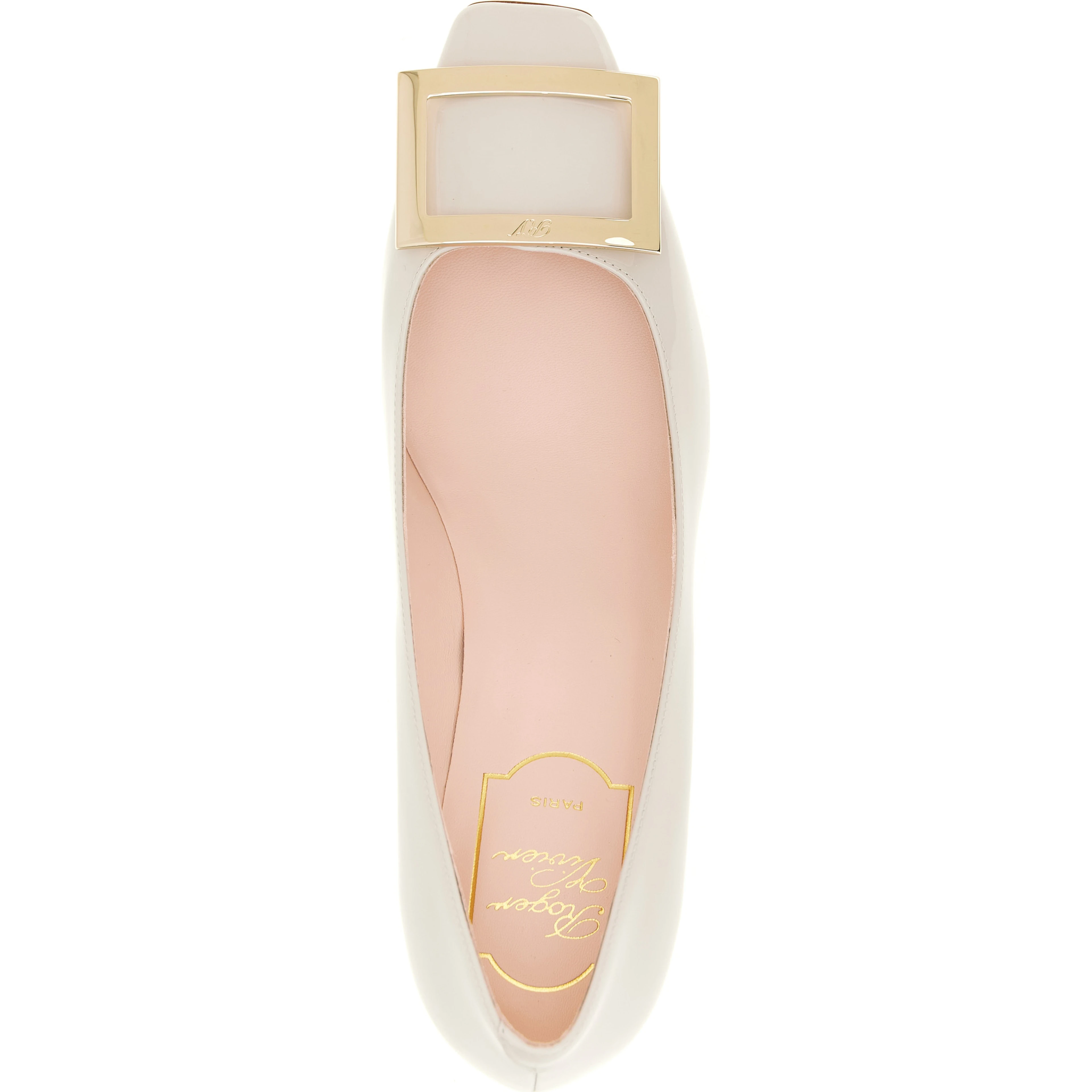 White Calfskin Mid Heel Pumps