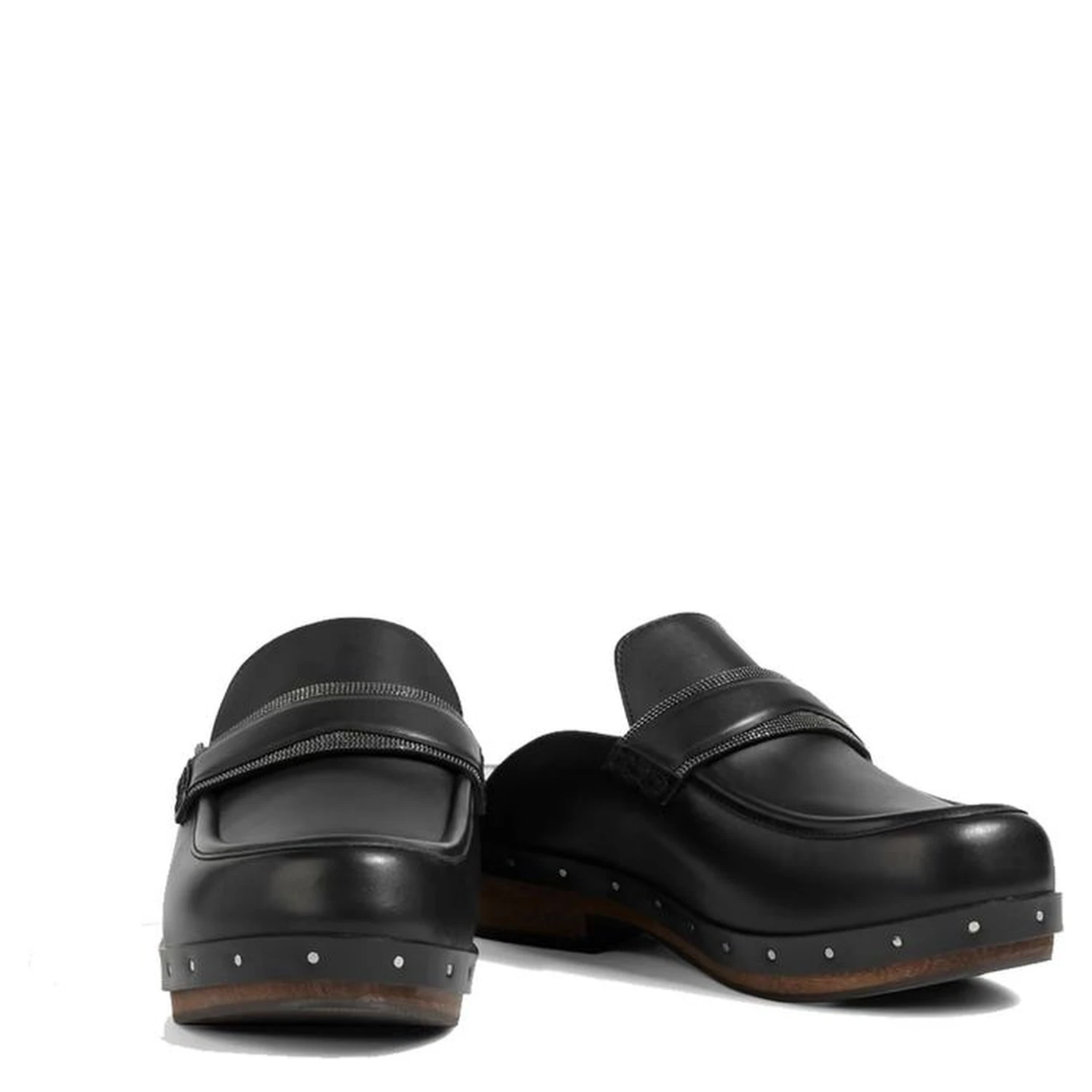 Black Leather Mules