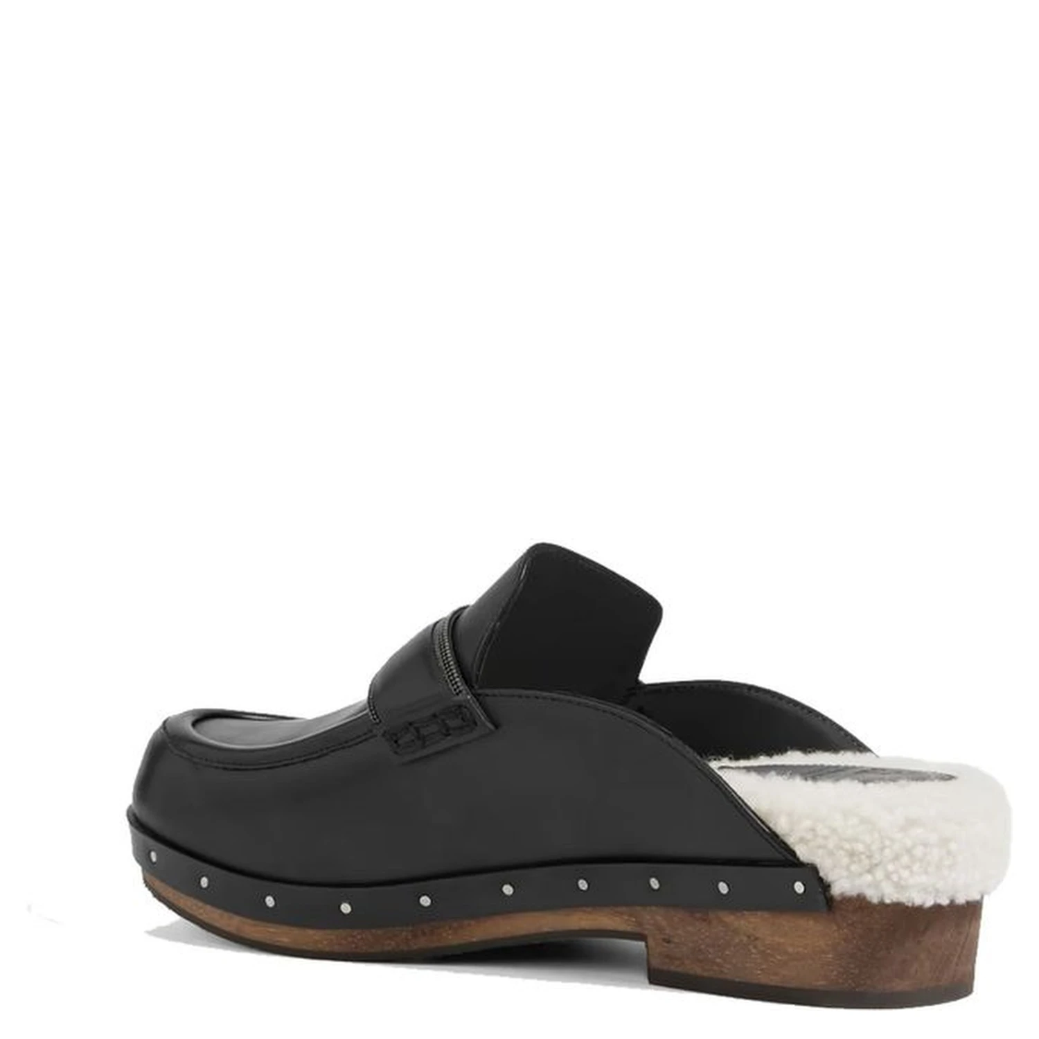 Black Leather Mules