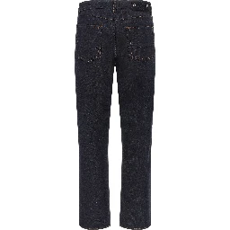 Blue Cotton Straight-Leg Jeans