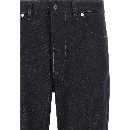 Blue Cotton Straight-Leg Jeans