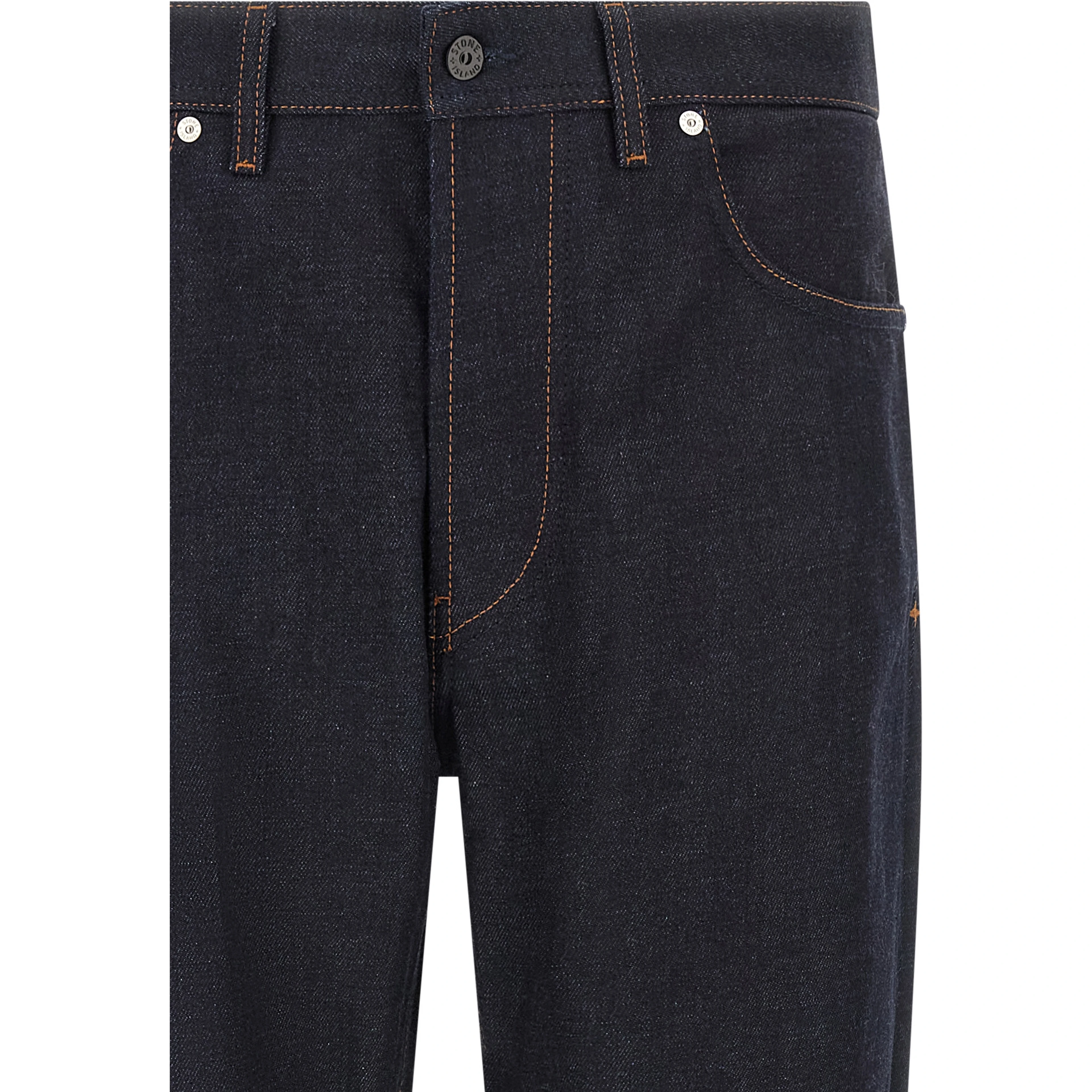 Blue Cotton Straight-Leg Jeans