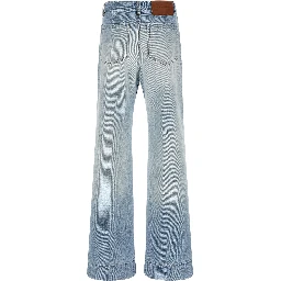 Blue Cotton Flared Jeans