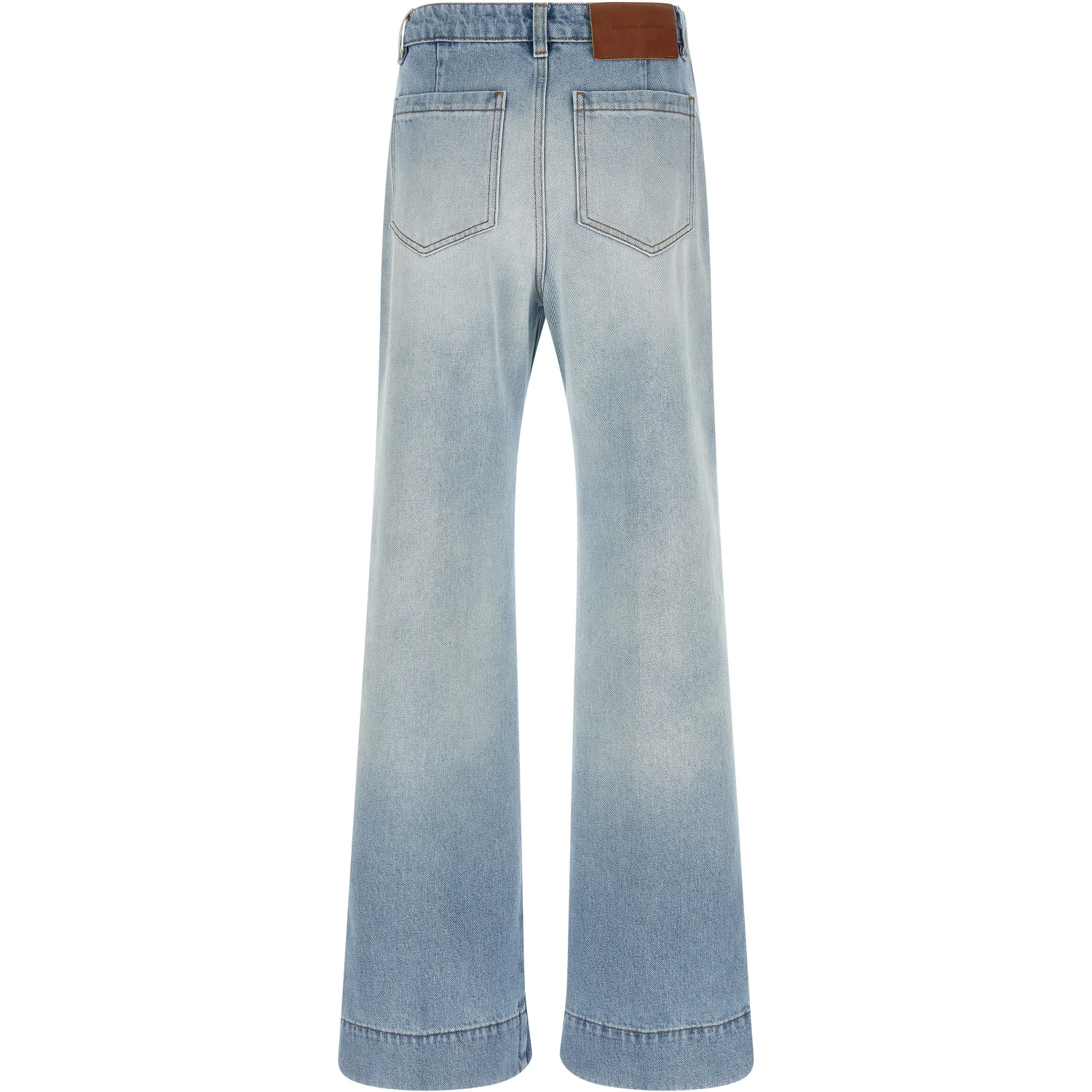 Blue Cotton Flared Jeans