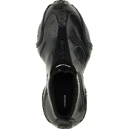 Black Polyester Athletic Sneakers