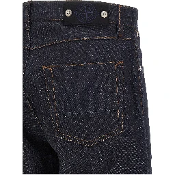 Blue Cotton Straight-Leg Jeans