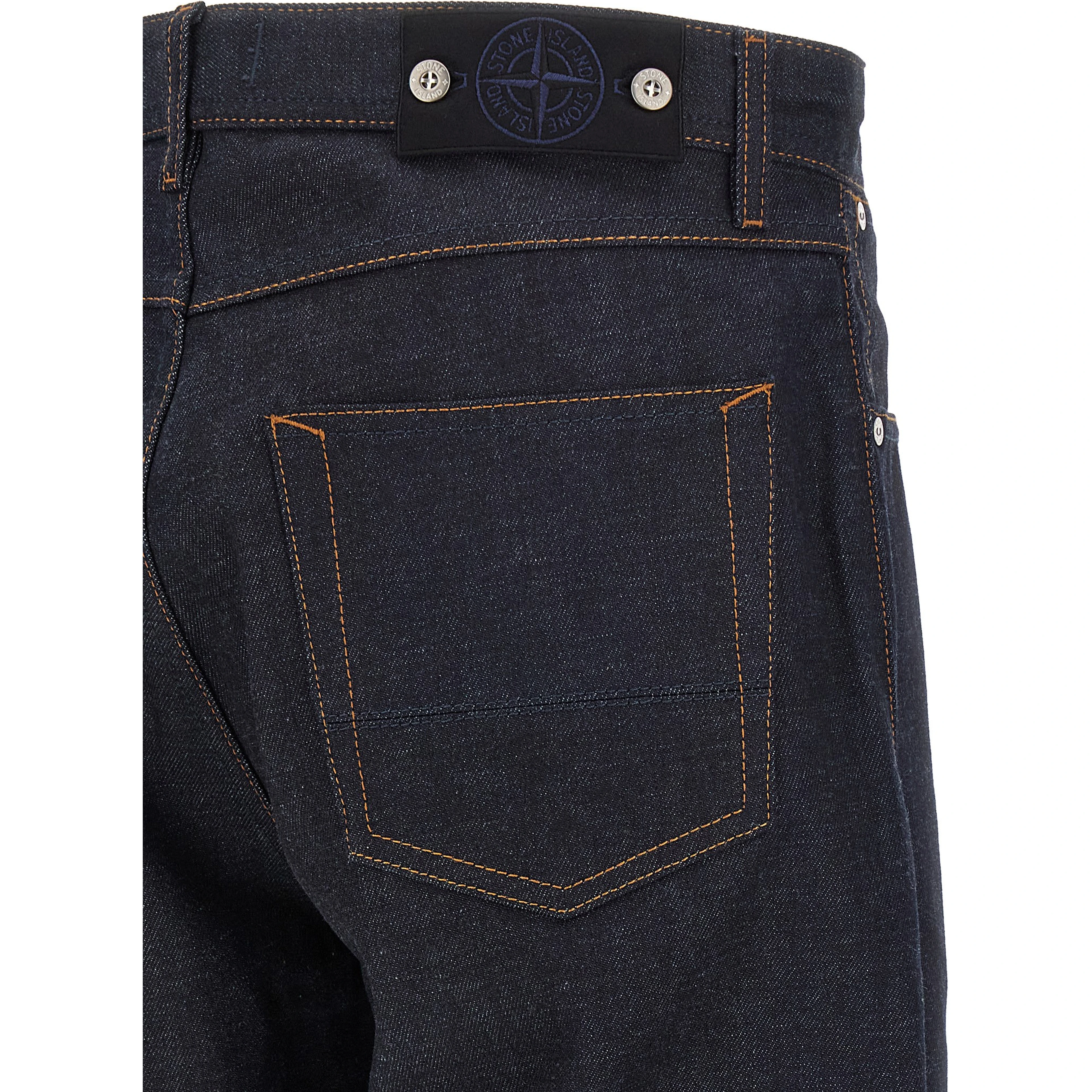 Blue Cotton Straight-Leg Jeans