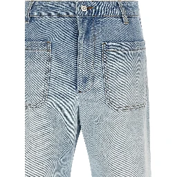 Blue Cotton Flared Jeans