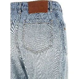 Blue Cotton Flared Jeans