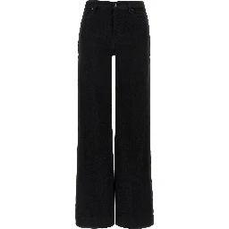 Black Cotton Flared Jeans