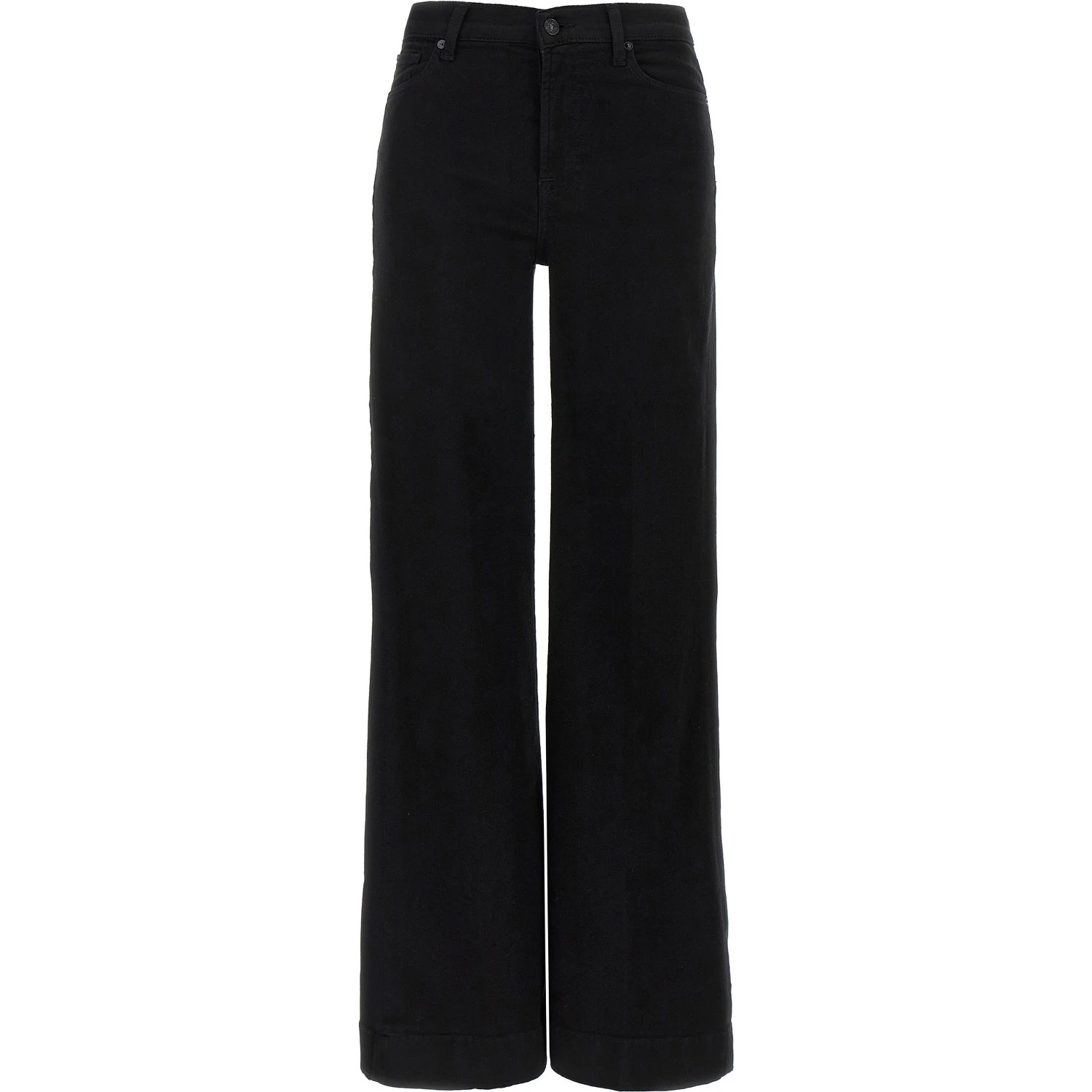 Black Cotton Flared Jeans