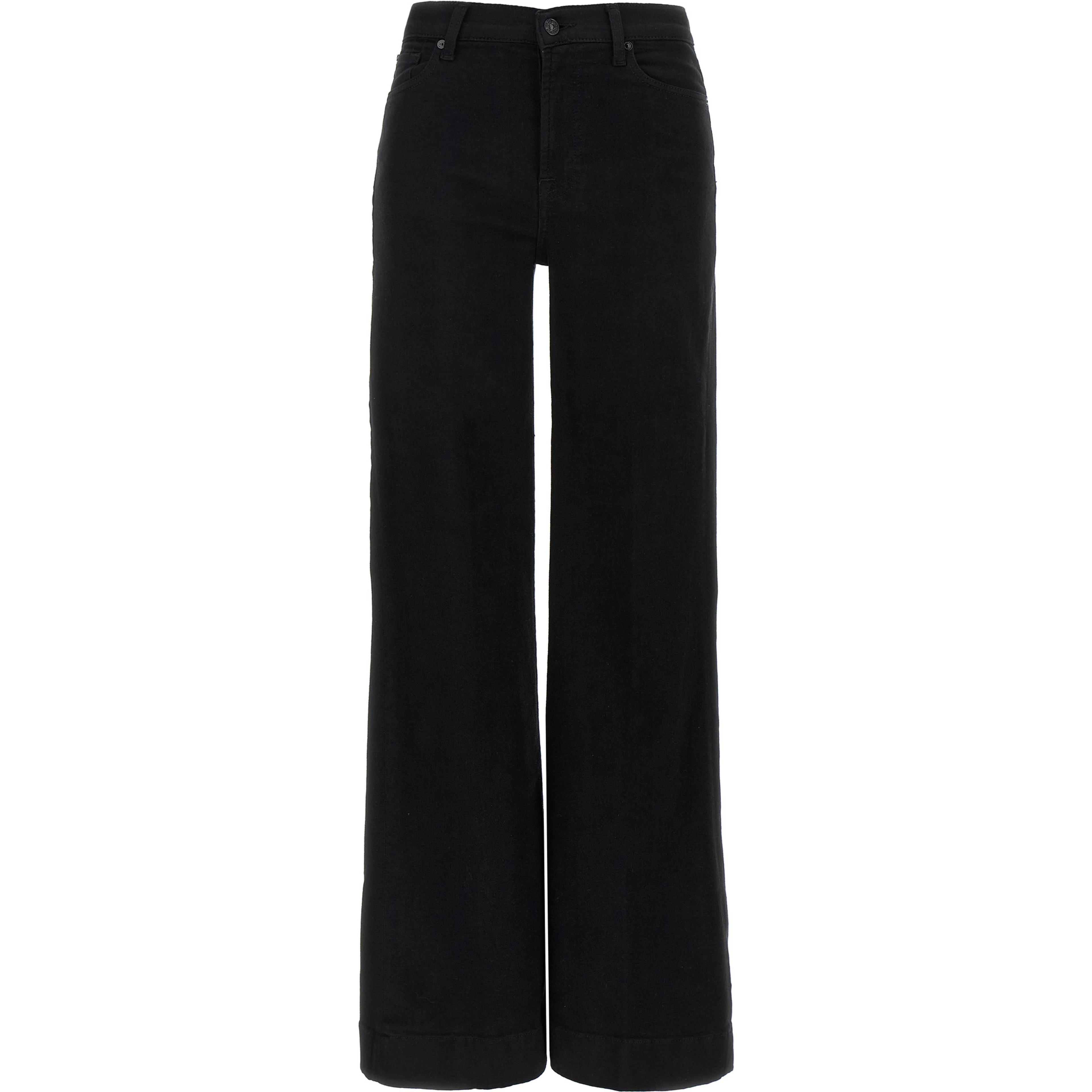 Black Cotton Flared Jeans