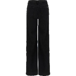 Black Cotton Flared Jeans