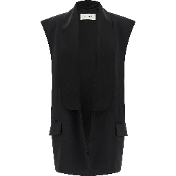 Black Viscose Sleeveless Jacket