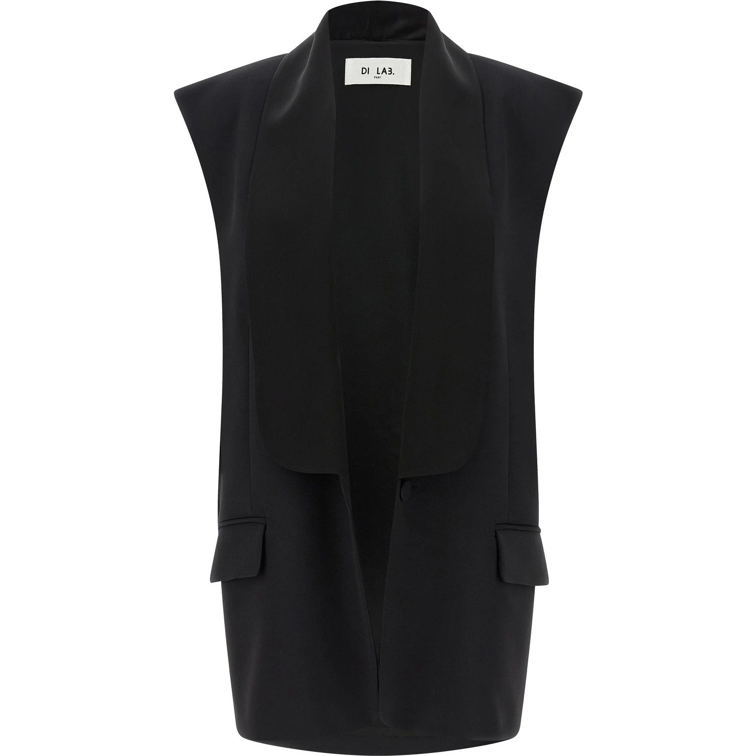 Black Viscose Sleeveless Jacket