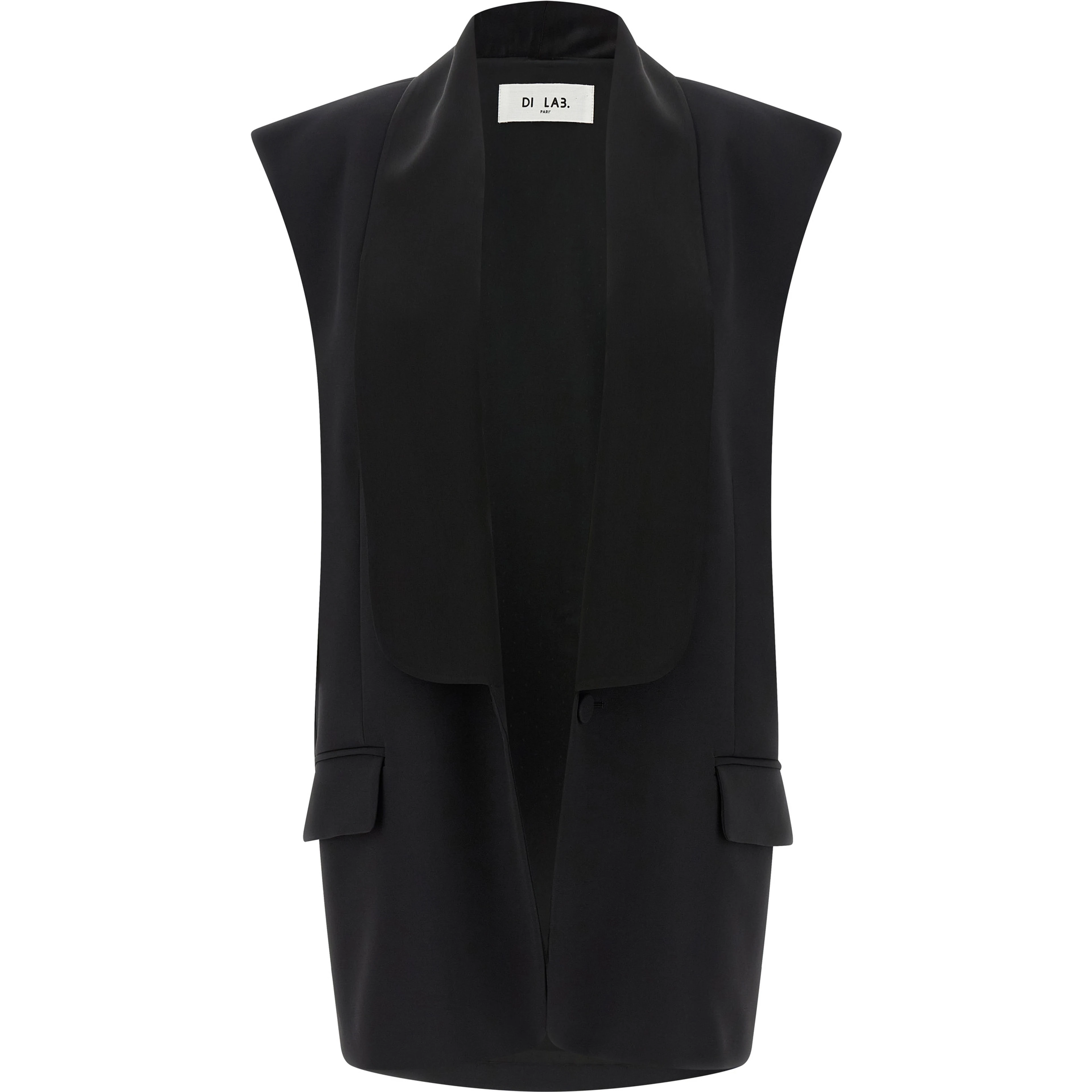 Black Viscose Sleeveless Jacket
