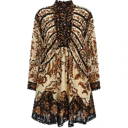 Beige Viscose Short Dress