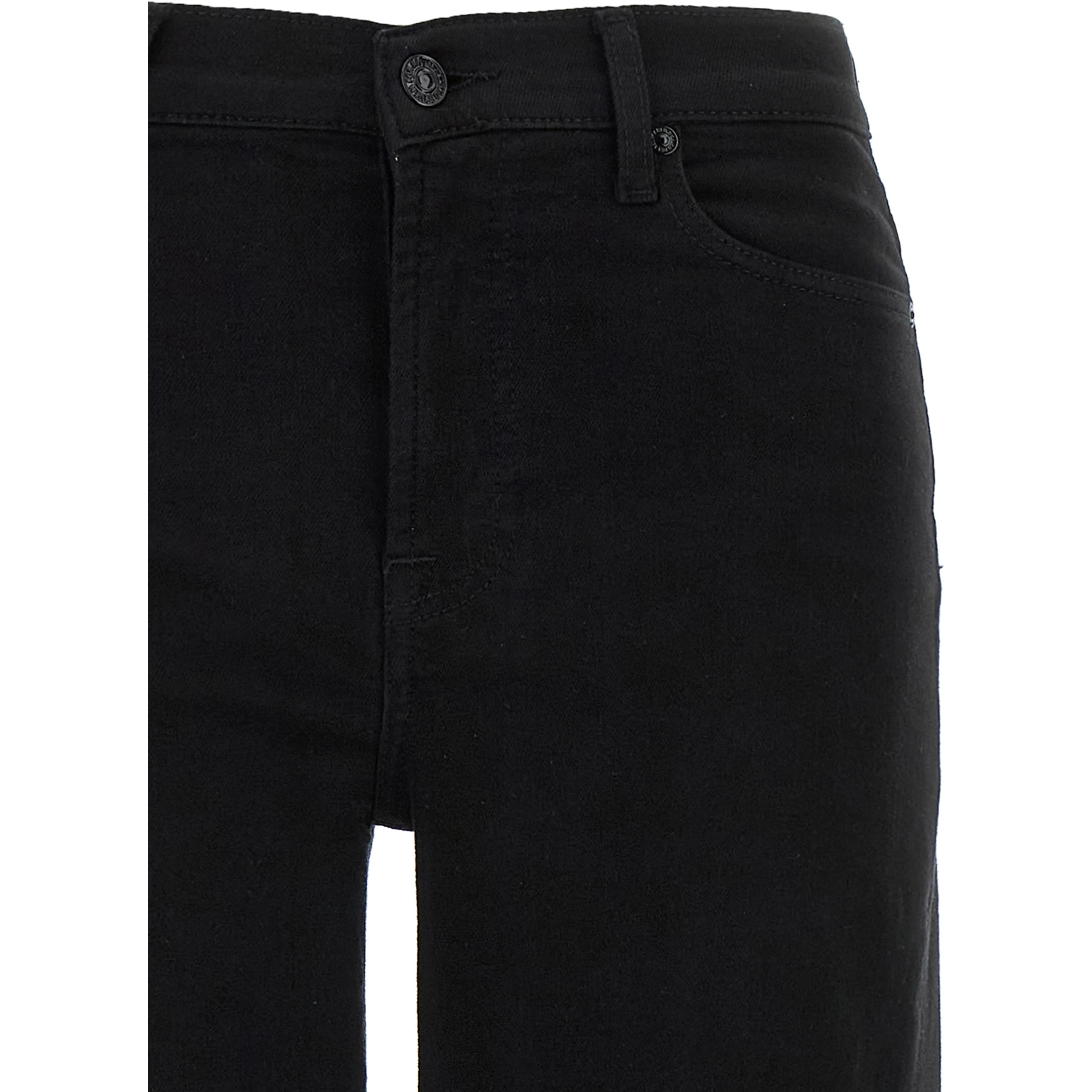 Black Cotton Flared Jeans