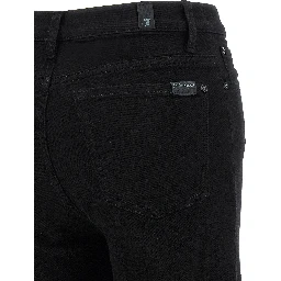 Black Cotton Flared Jeans