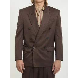 Double-breasted silk satin jacket