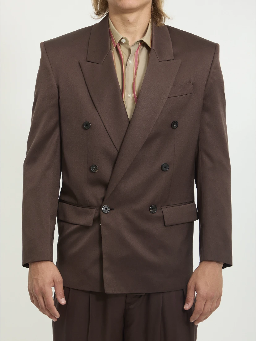 Double-breasted silk satin jacket