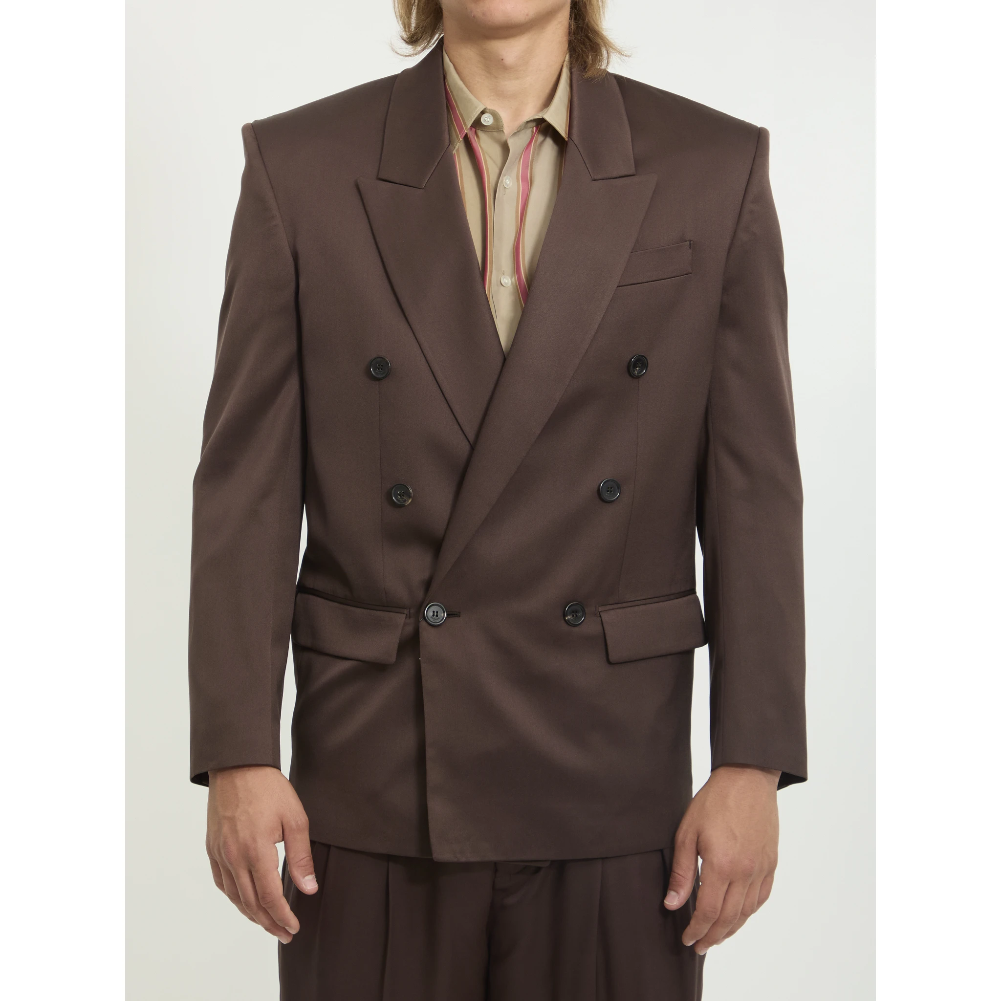 Double-breasted silk satin jacket