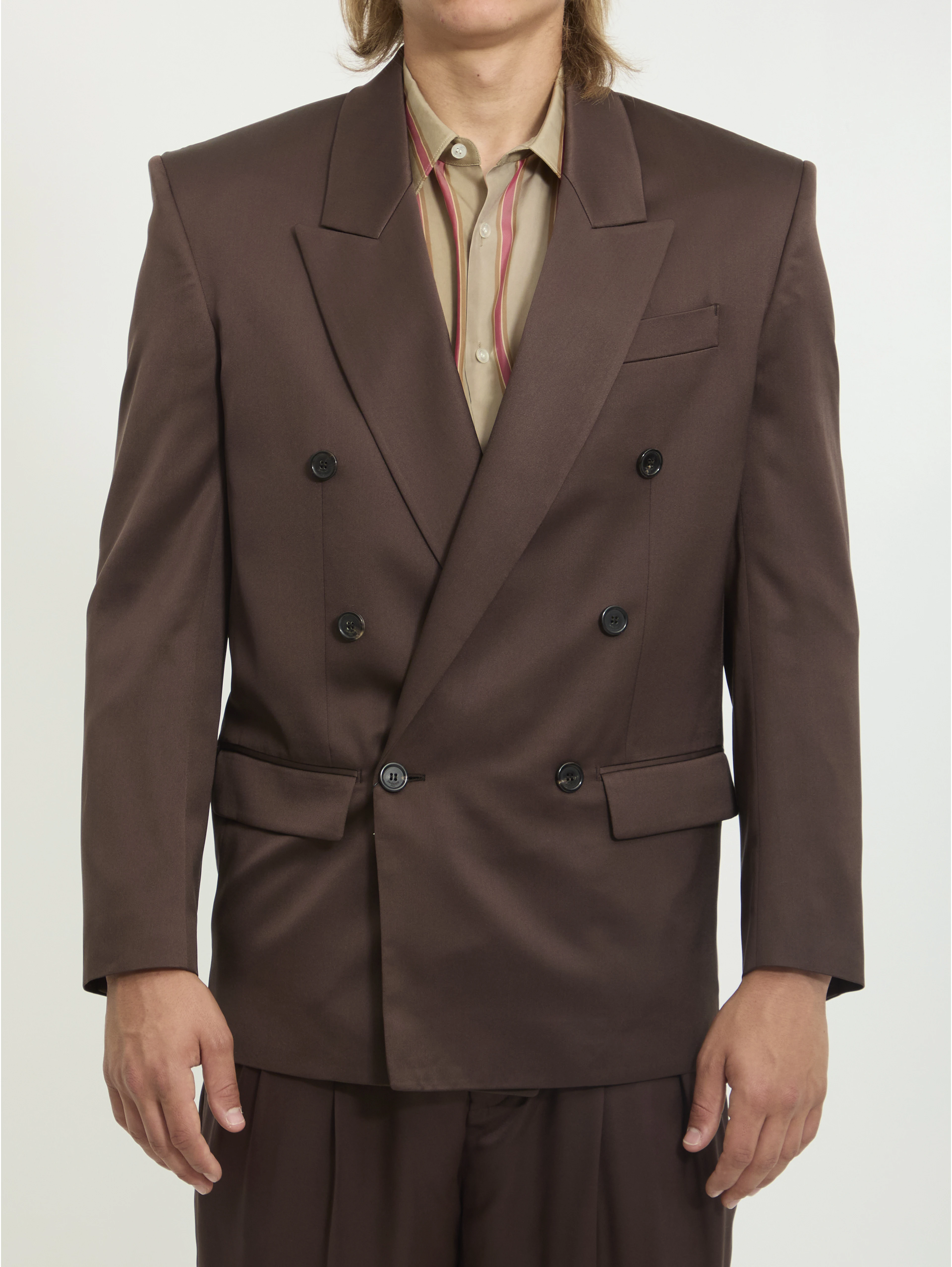 Double-breasted silk satin jacket