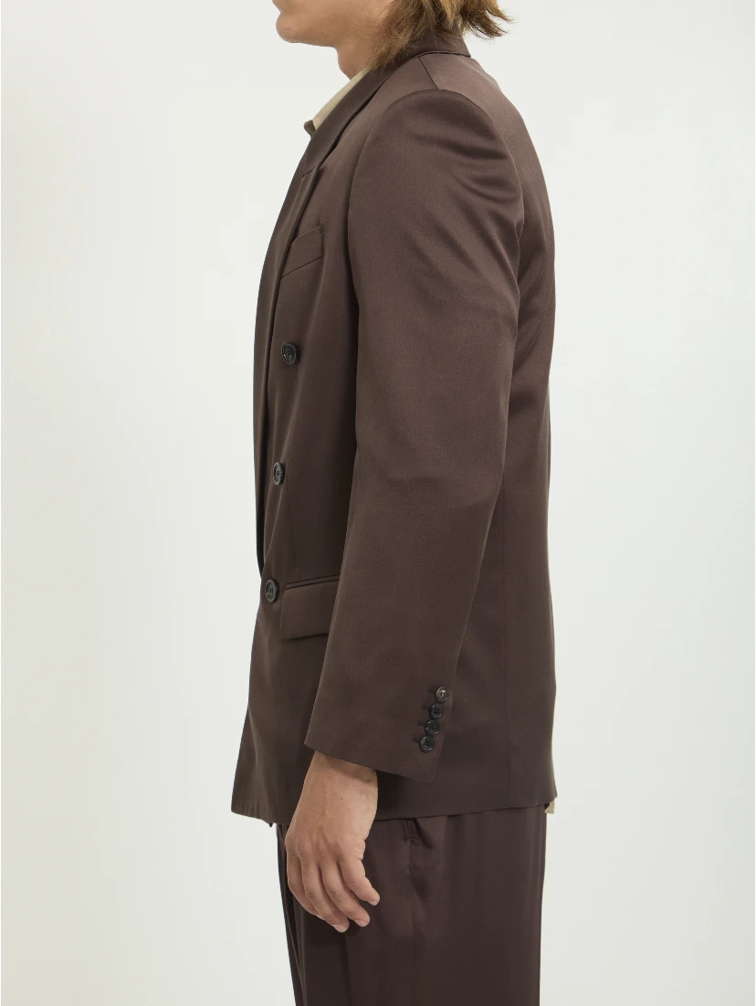 Double-breasted silk satin jacket
