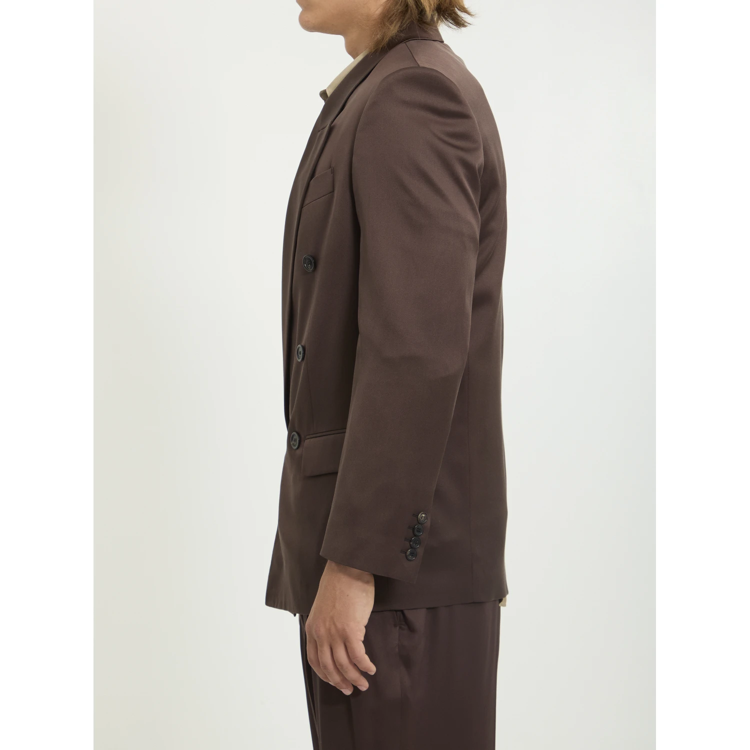 Double-breasted silk satin jacket