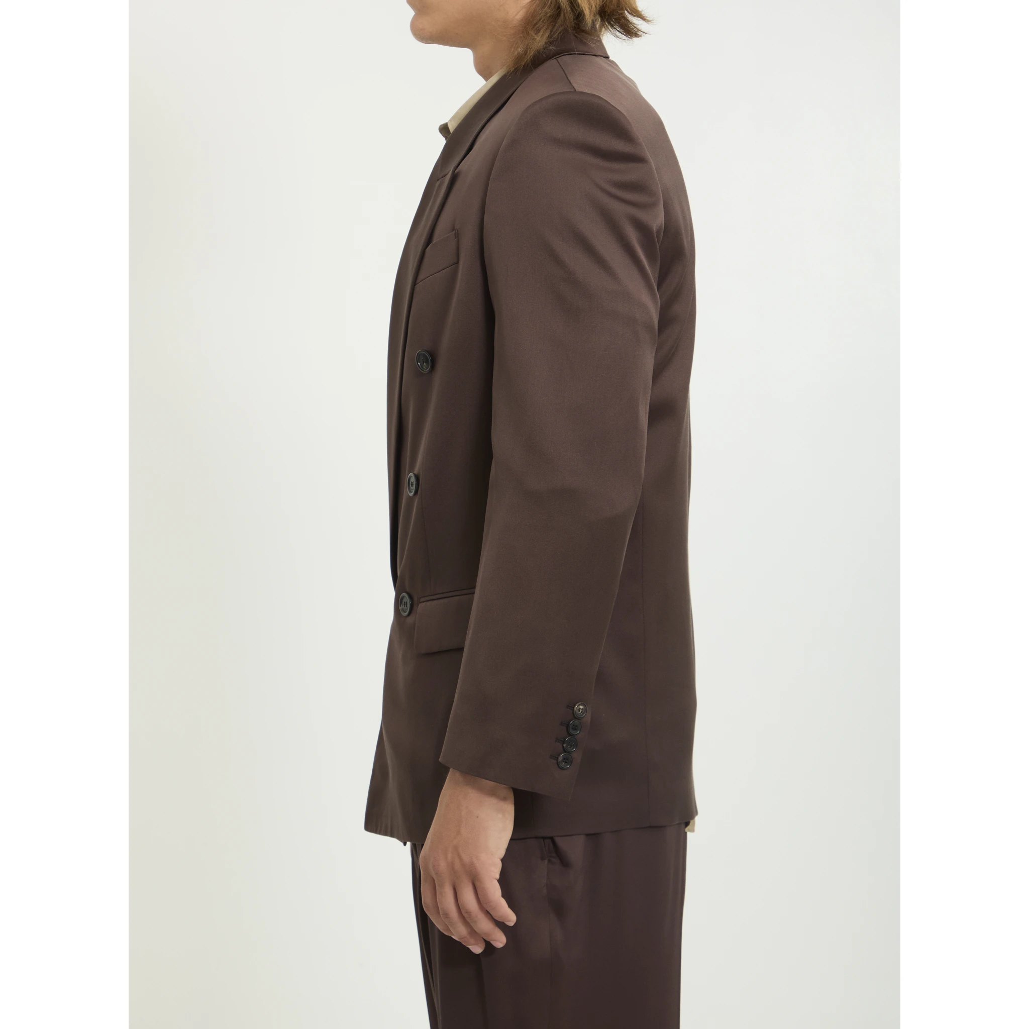 Double-breasted silk satin jacket