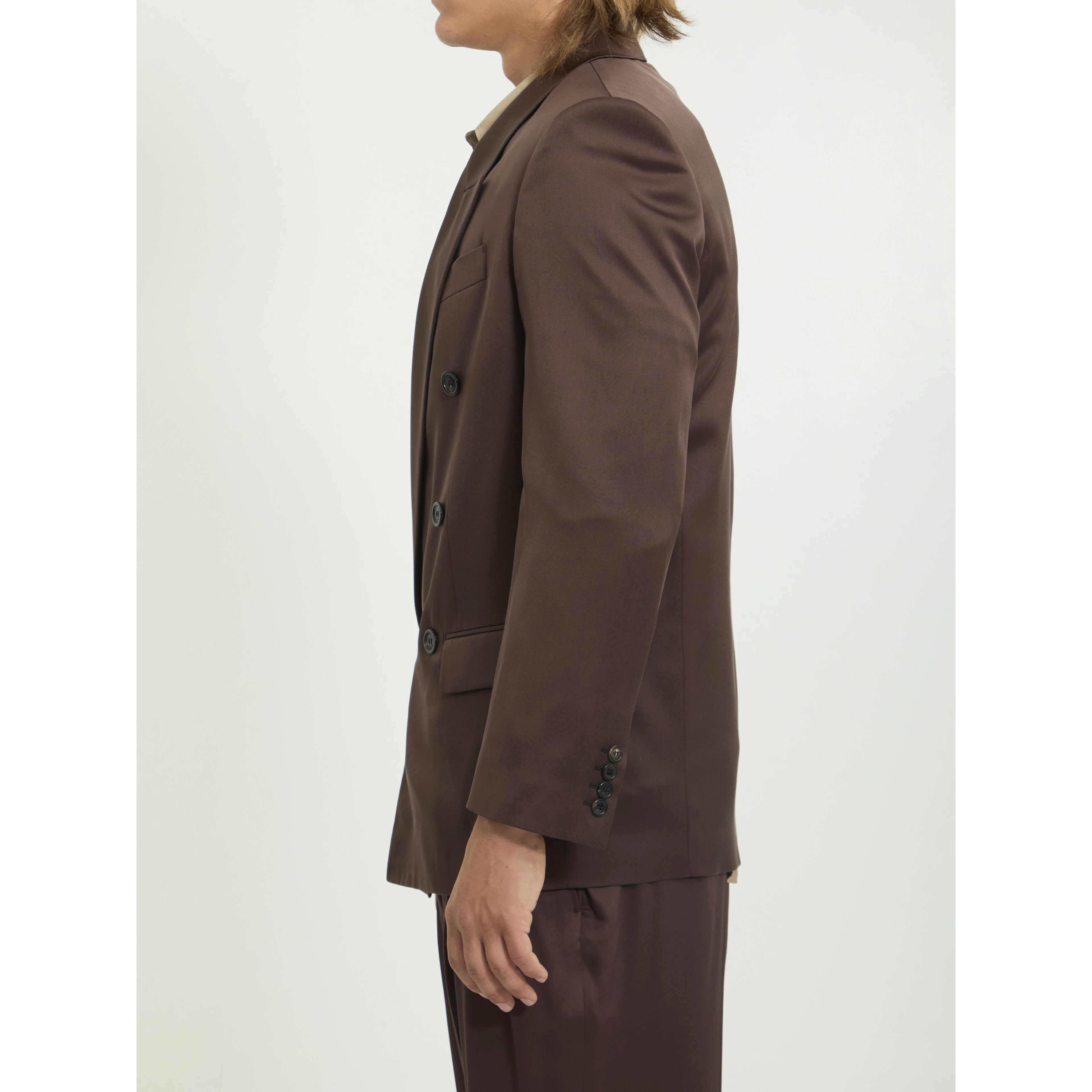 Double-breasted silk satin jacket