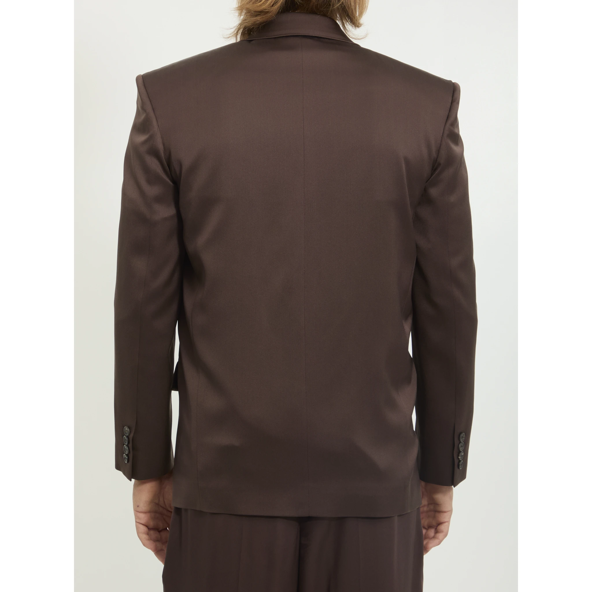 Double-breasted silk satin jacket
