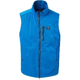 Blue Nylon Sleeveless Jacket