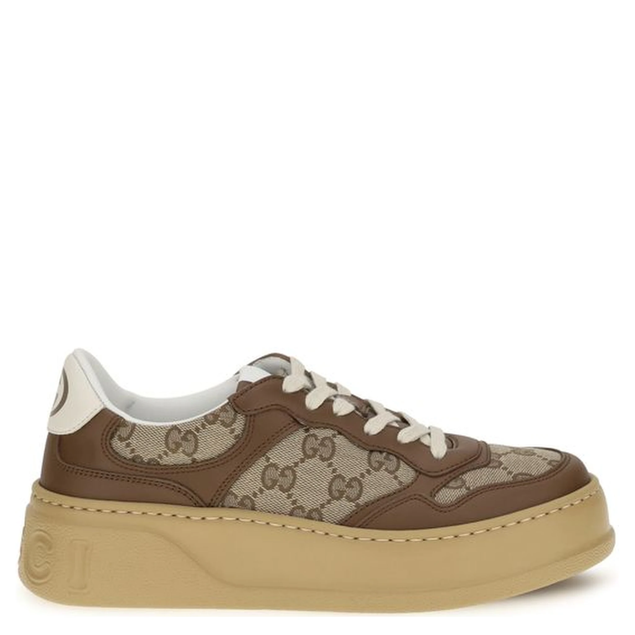Beige Calf Leather Bos Taurus Chunky Sneakers