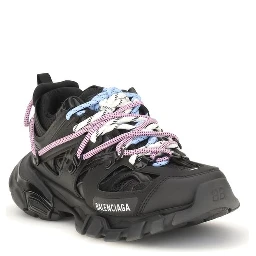 Black Polyester Athletic Sneakers