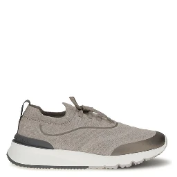 Brown Cotton Athletic Sneakers