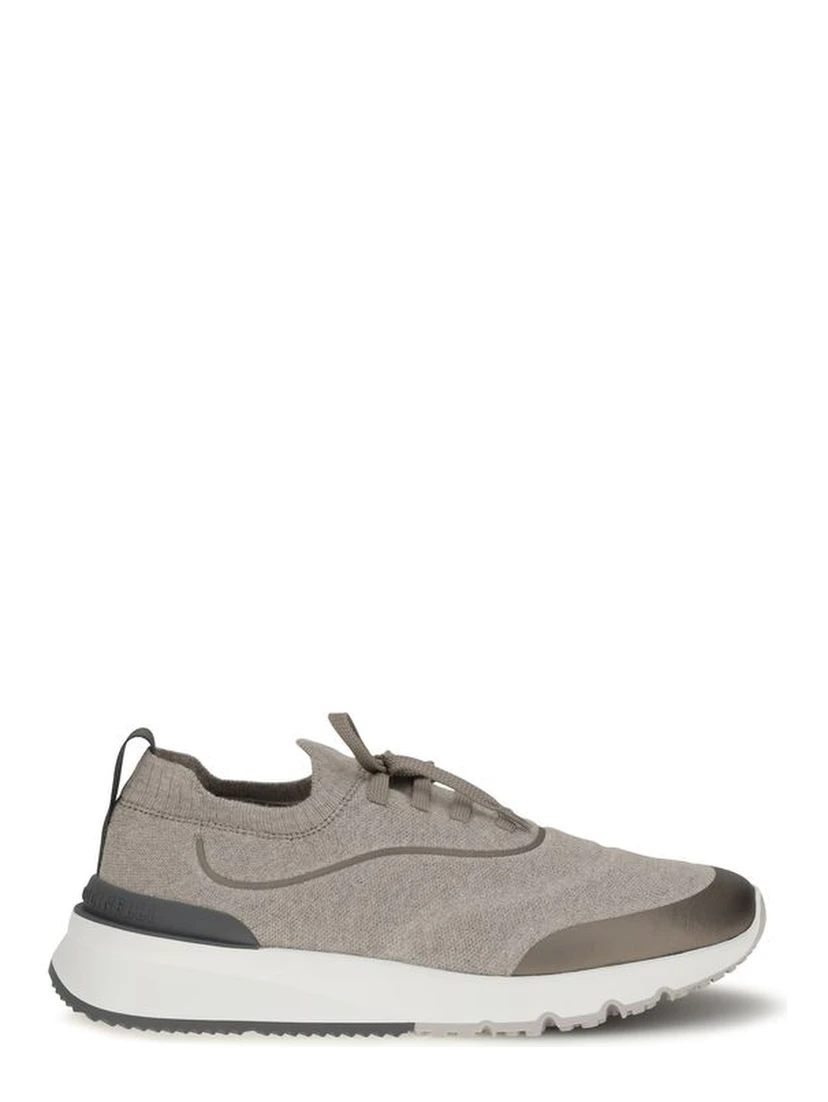 Brown Cotton Athletic Sneakers