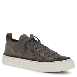 Brown Cotton Low Top Sneakers