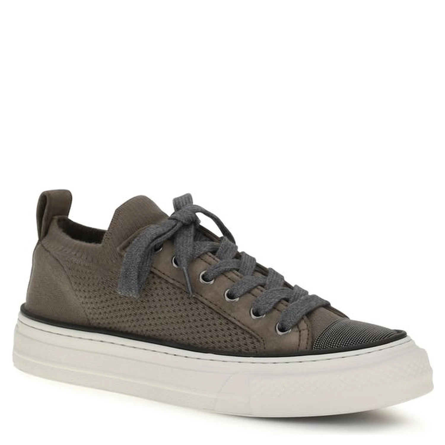 Brown Cotton Low Top Sneakers