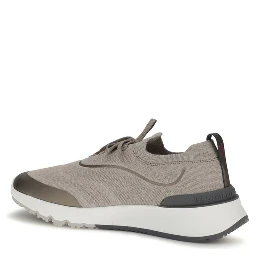 Brown Cotton Athletic Sneakers