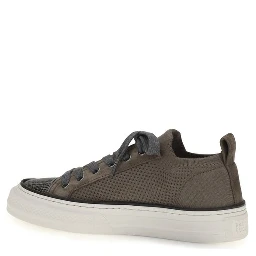 Brown Cotton Low Top Sneakers
