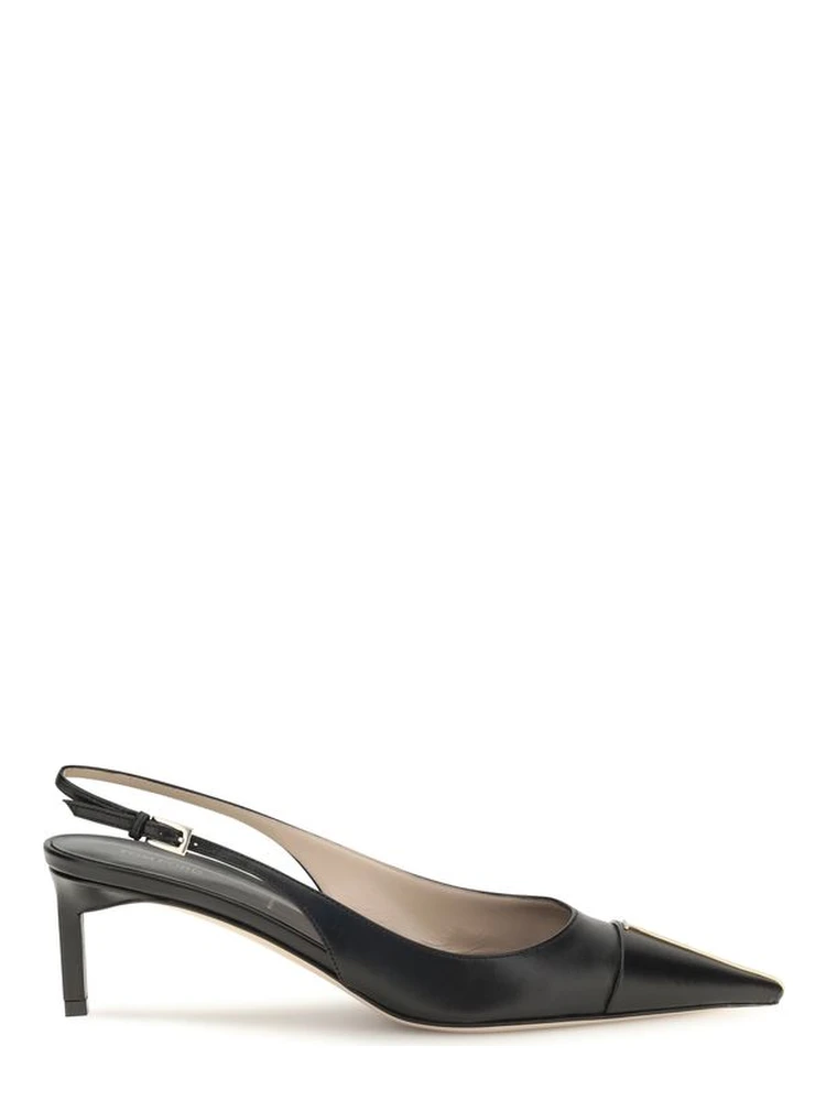 Black Calf Leather Bos Taurus Mid Heel Pumps