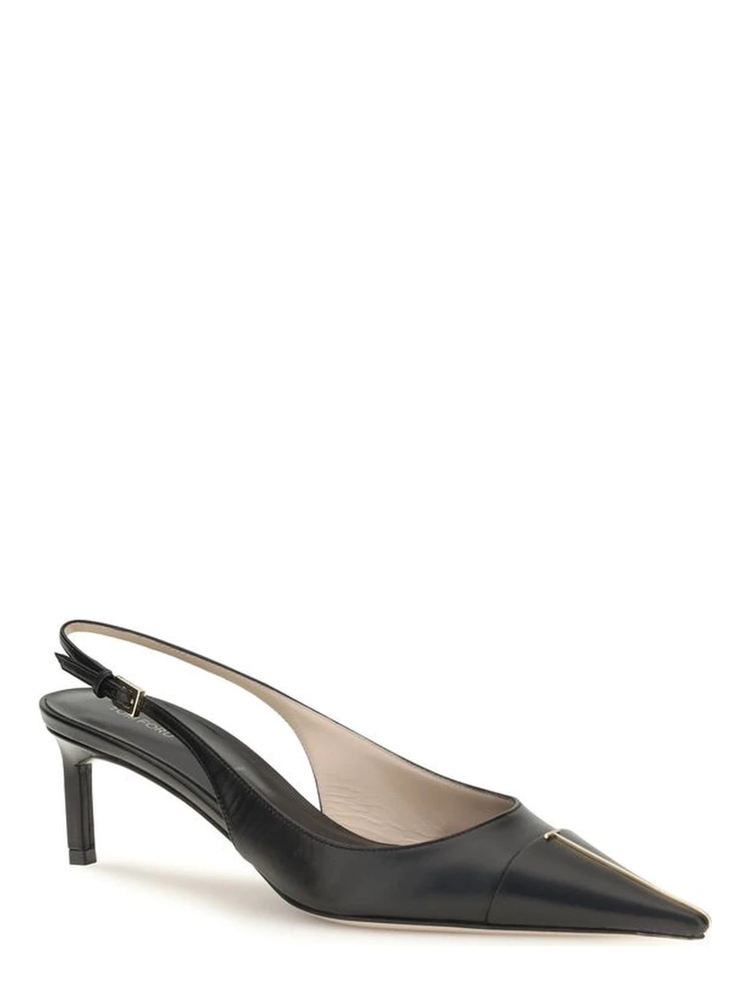 Black Calf Leather Bos Taurus Mid Heel Pumps