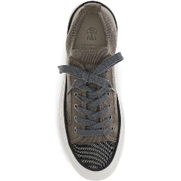 Brown Cotton Low Top Sneakers