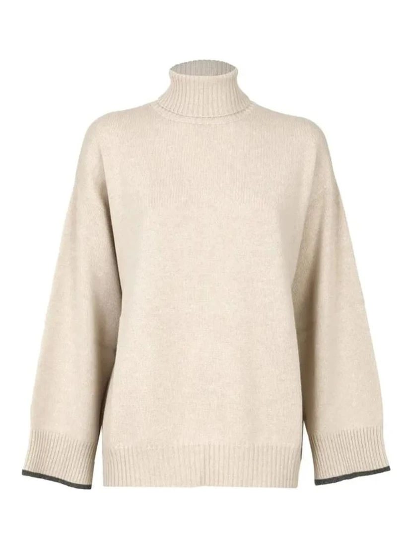 Beige Cashmere Turtleneck