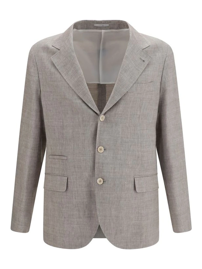 Beige Linen Full-Length Jacket