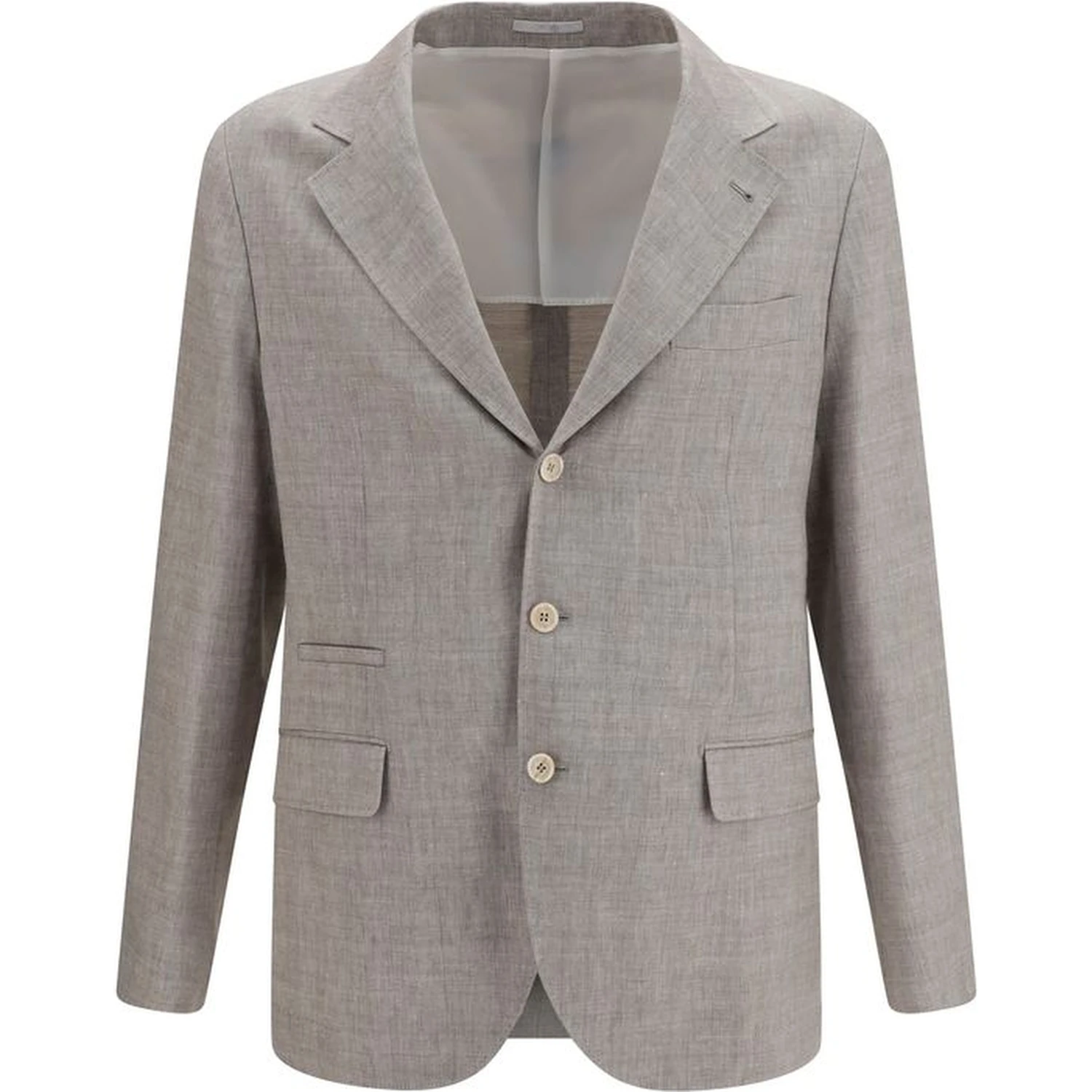 Beige Linen Full-Length Jacket