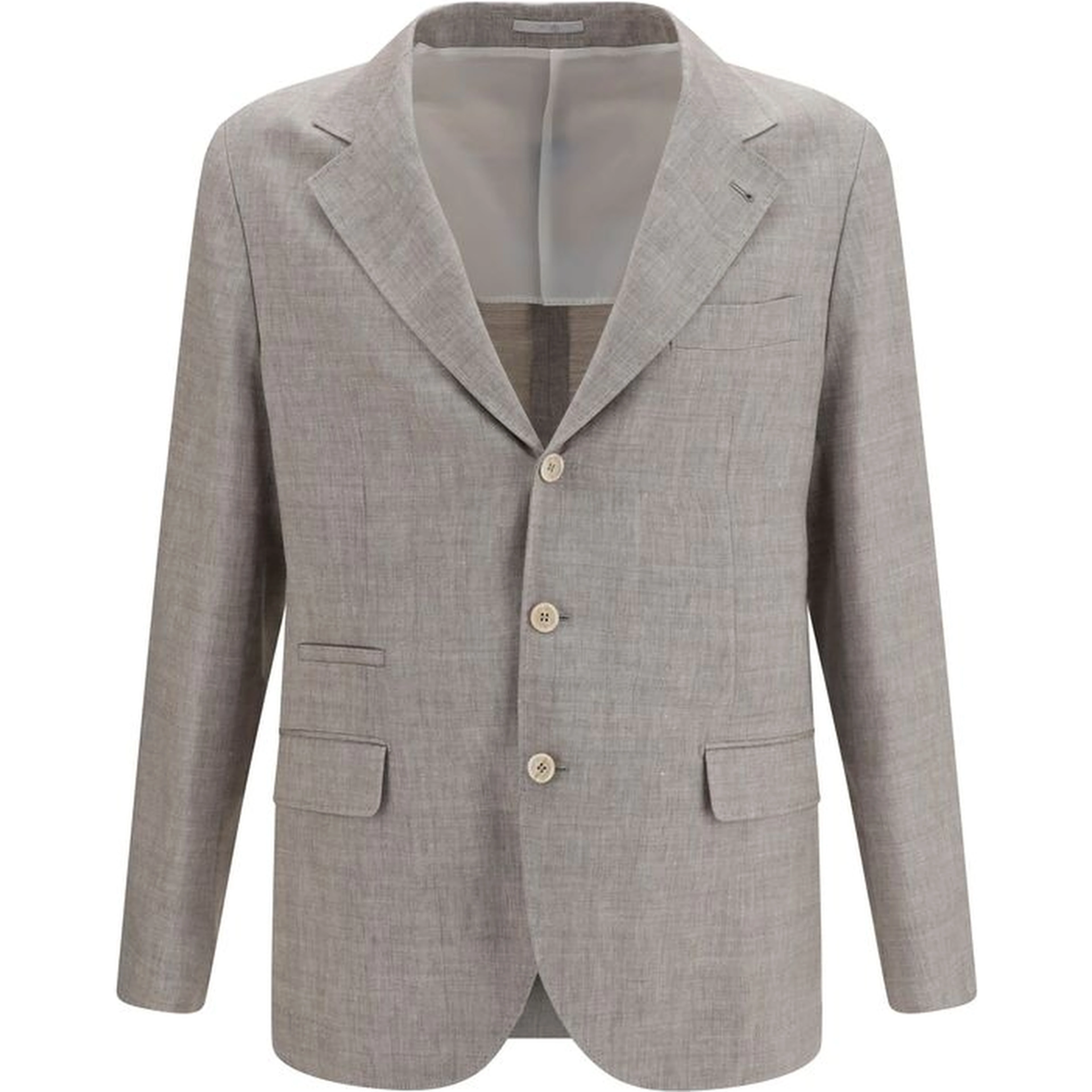 Beige Linen Full-Length Jacket